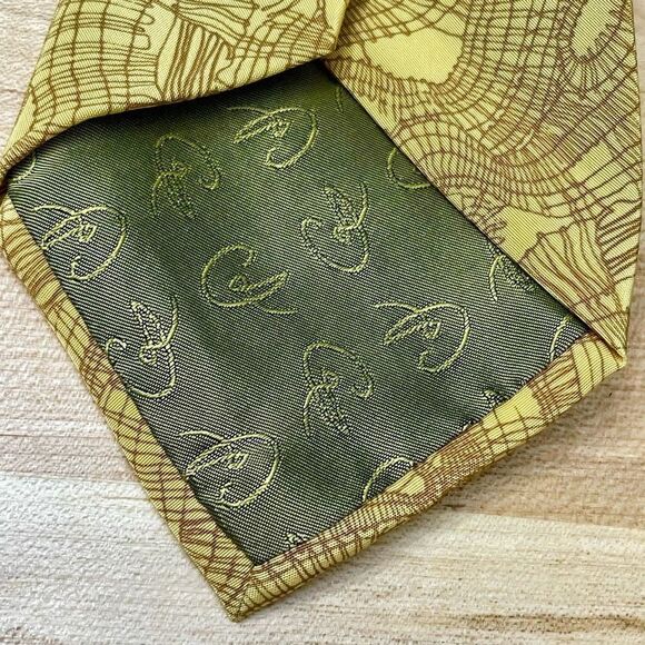 Christian Lacroix Paris Abstract Gold/Brown Silk Tie. - Picture 5 of 7